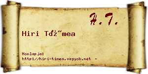 Hiri Tímea névjegykártya